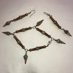BRACELET & EARRINGS SET,bronce-green VTG,BEAUTIFUL SET